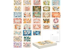SHOXREM Inspirational Motivating Postcard Set, Positive Affirmations Collage Collection Wall Decoration, Daily Mindfulness for Women, 6" W x 4" H, 32-Count