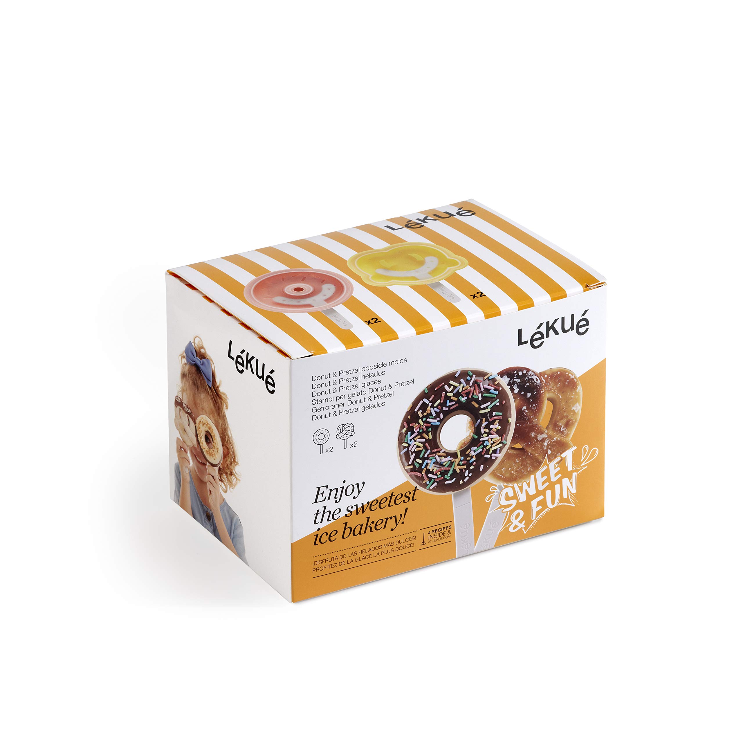 Lékué Set 4 Moldds Pretzel & Donut Ice Cream, Silicone,One Size