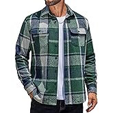 COOFANDY Mens Flannel Shirts Long Sleeve Plaid Shirt Jacket Button Down Shirt with Pockets