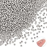 UNICRAFTALE About 2000pcs 3mm Tiny Round Loose Beads Stainless Steel Metal Beads 1mm Hole Metal Beads Spacers Finding for DIY Jewelry Making Stainless Steel Color