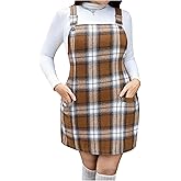 MakeMeChic Women's Plus Size Christmas Overall Dress Leopard Print Pinafore Adjustable Strap Short Dress Multicolor a X-Large