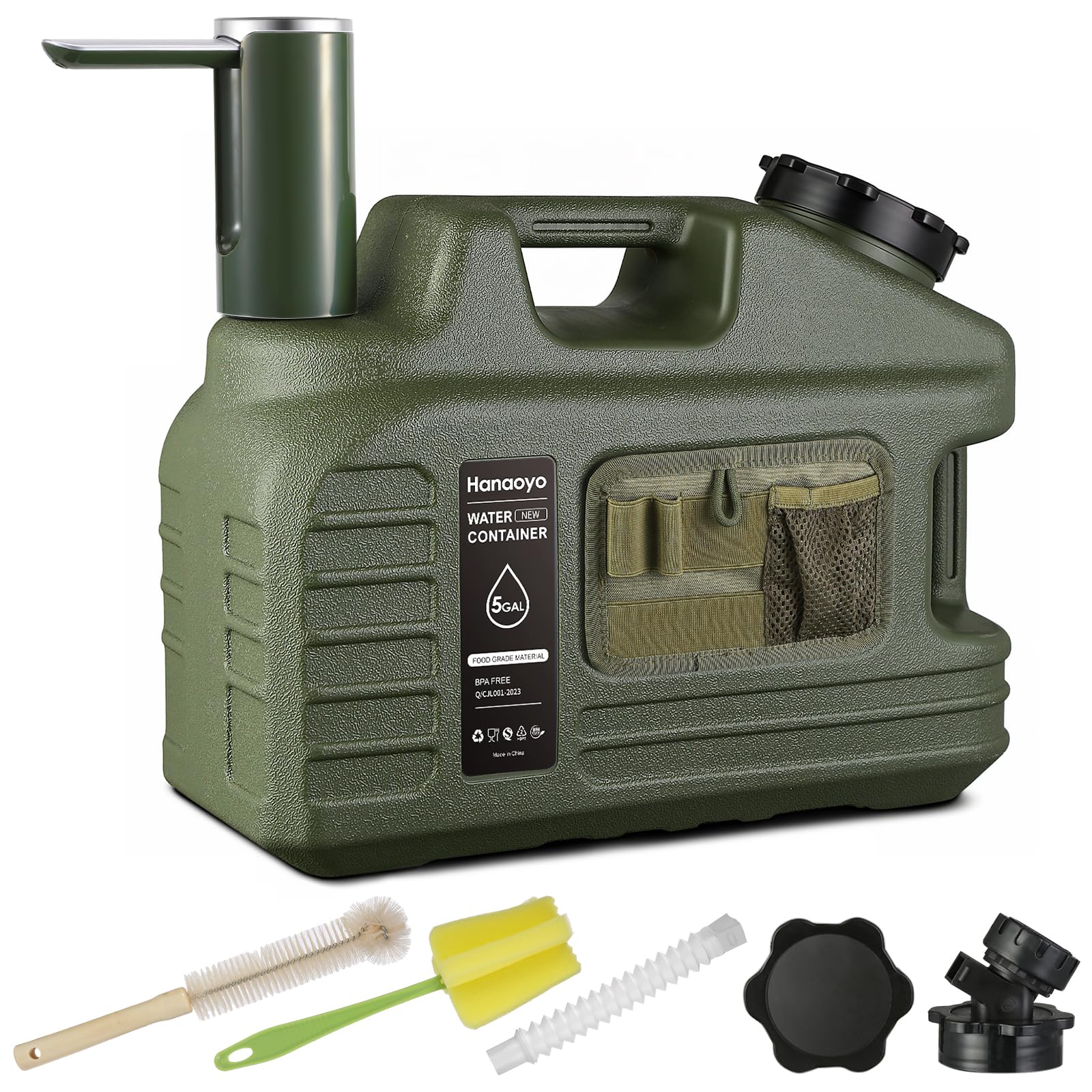Photo 1 of Hanaoyo 5 Gallon Camping Water Jug with Touch Control Water Pump, Camping Water Container BPA Free Water Storage with Spigot, Portable Water Tank for Hiking, Camping, Home Use