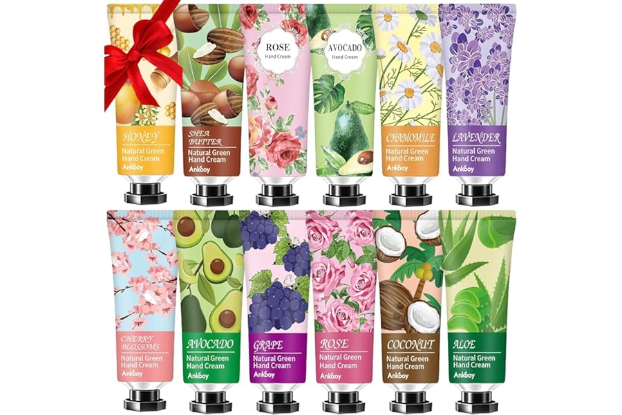 ANKOOY 12 Pack Hand Cream for Dry Cracked Hands,Stocking Stuffers for Women,Teengirls,Christmas Small Gifts, Natural Hand Lotion Travel Size,Bridesmaid Gifts;Teacher Appreciation Gifts