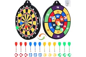 WDSMNAERW Magnetic Dart Board for Kids and Adult.16in 2 in 1 Double-Sided Large Size with 12 Magnetic Dart+12Sticky Balls,Safe Dart Game Set for 3-12 Year Old,Fun Family Game Friends Gifts