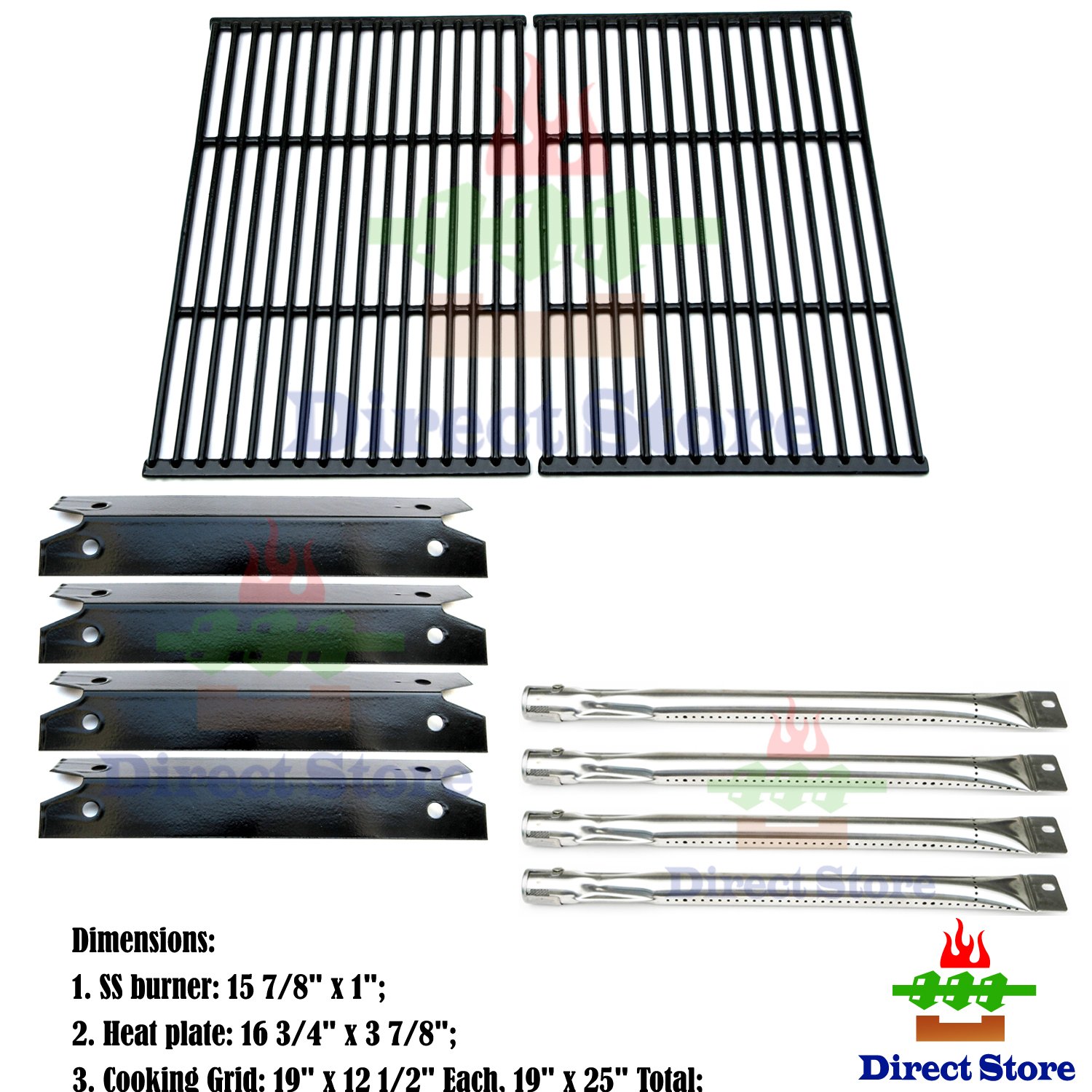 Parts Kit for Charmglow Heavy Duty Gas Grill 4 Burners, Heat Plates