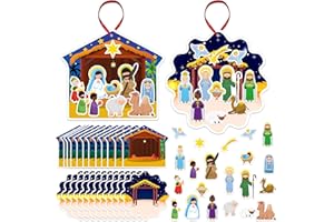 GMEMNOV Lot de 24 autocollants pour crèche de Noël – Décorations de Noël chrétiennes pour l'école du dimanche, la salle de cl