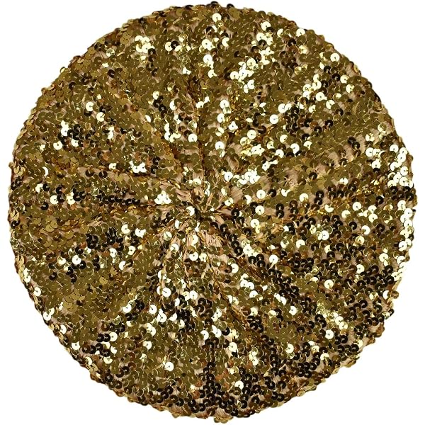 6882 Sparkle Stretchable Stylish Lightweight Sequin Beret Beanie Hat, Gold Radish Stars Women main image 4