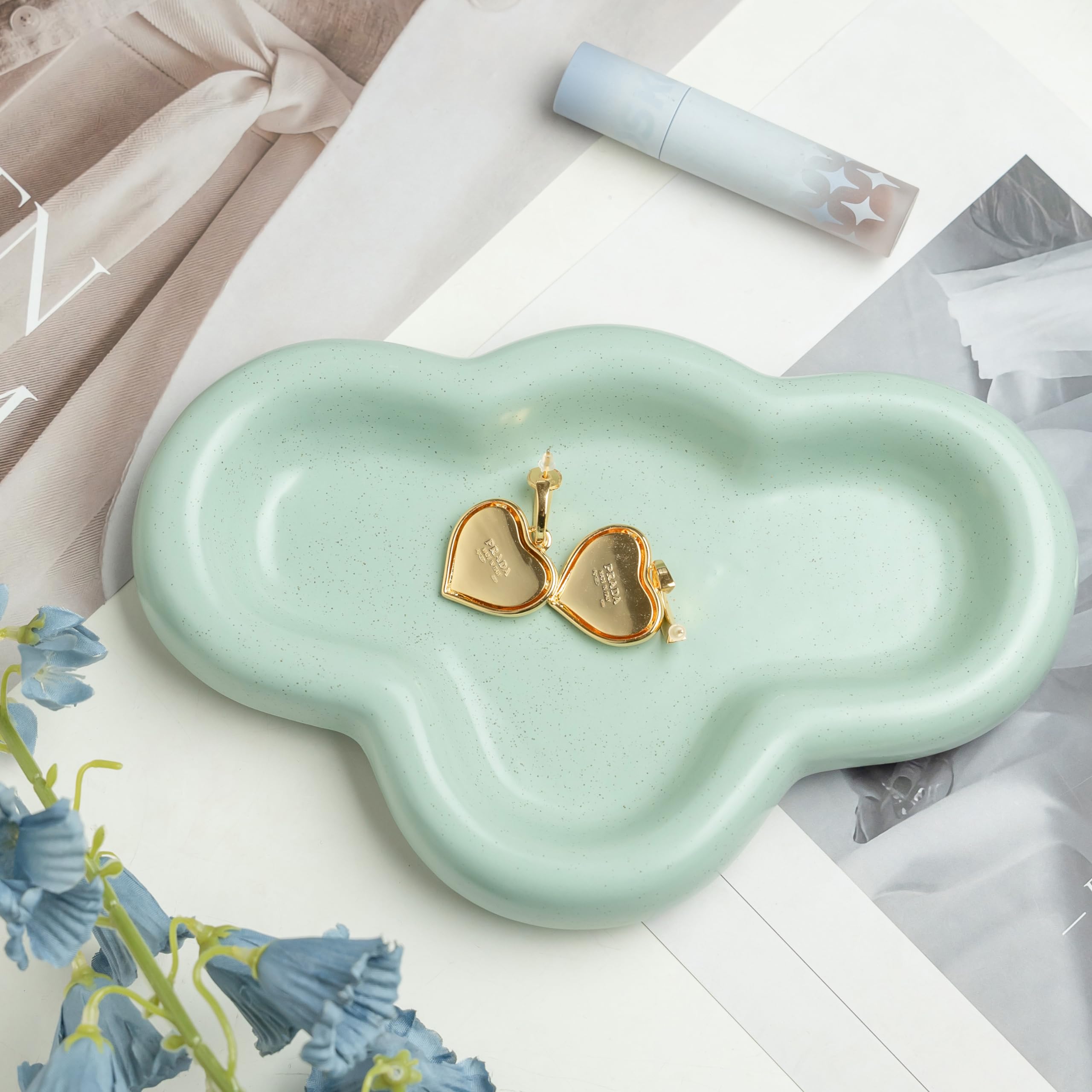 Photo 1 of **2 pack***Cloud Trinket Dish, Chubby Jewelry Tray, Ceramic Jewelry Ring Trinket Dish for Rings Earrings Necklace Organizer, Mother's Day Thanksgiving Christmas Birthday Bridesmaid Gifts (T-Green)