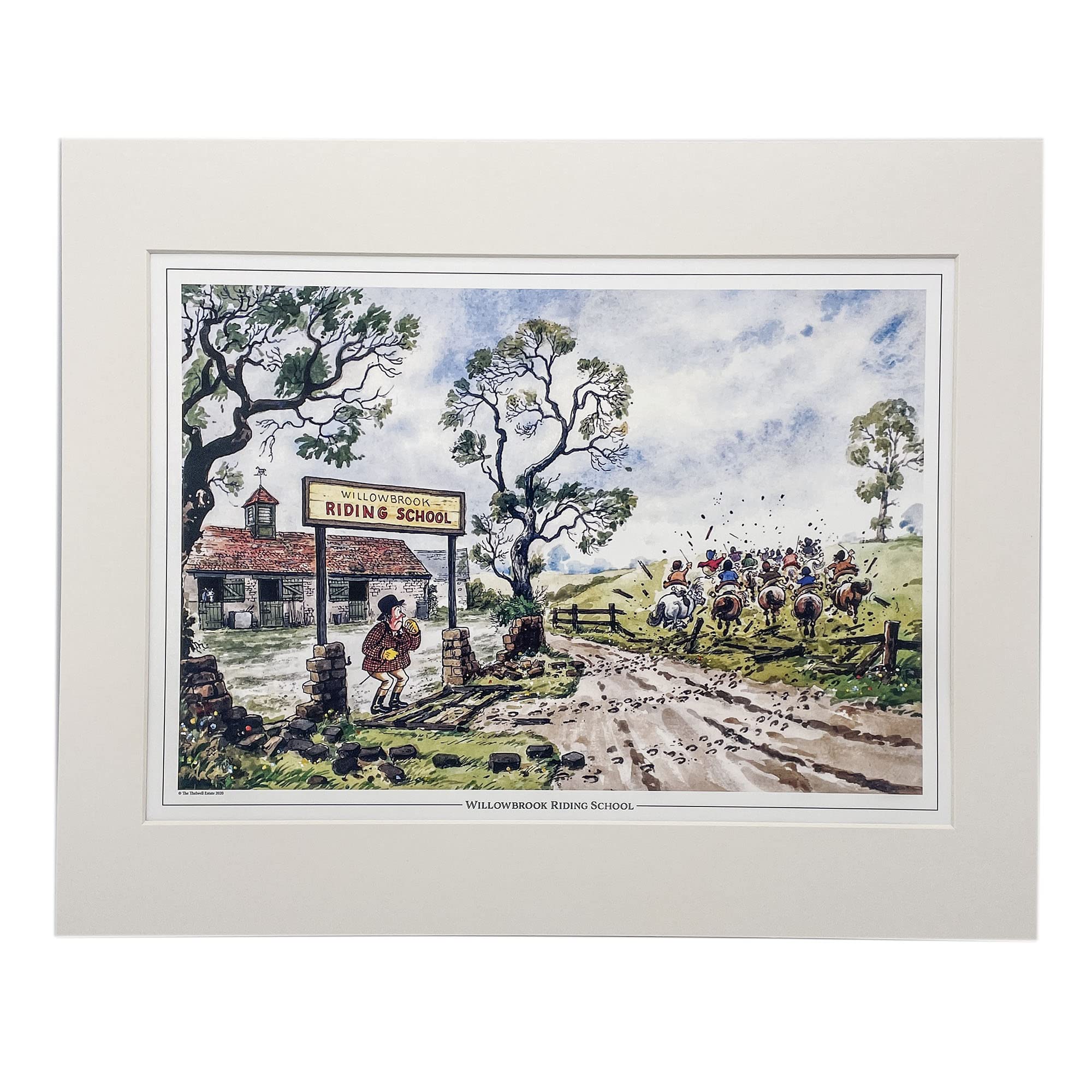 Thelwell Cartoon Pony Print. Willowbrook Riding School Fun Collectable Horse Riding Art for Equestrian Homes. Mounted.