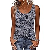 Zeagoo Womens Tank Tops Flowy Loose Fit Scoop Neck Casual Summer Tops Curvy Hem