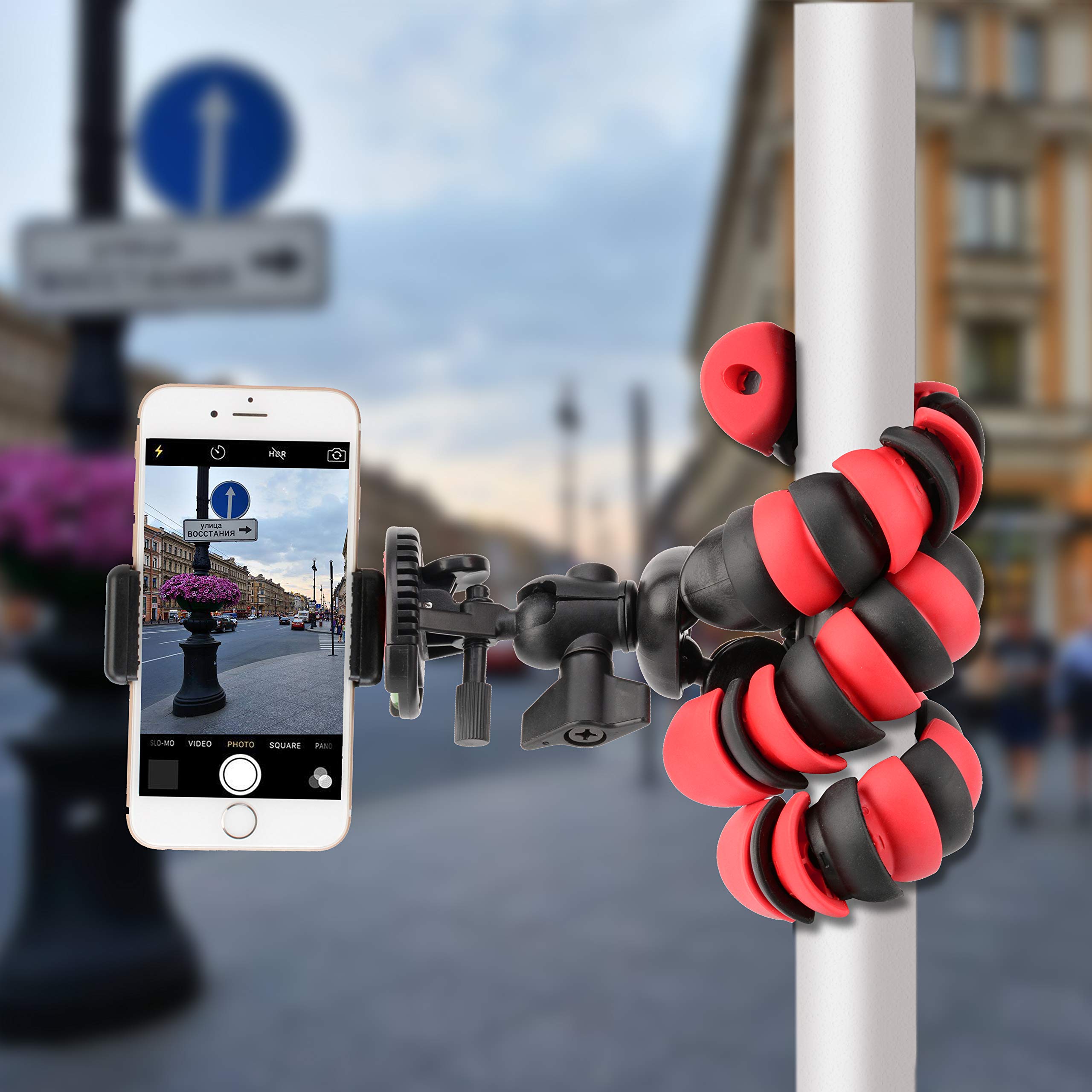 Tairoad 12-inch Portable Travel Selfie Bendable Phone Tripod for iPhone Xs Max X8 Plus 7 6 SE Android Huawei Samsung Gopro DSLR Camera with Cellphone Holder