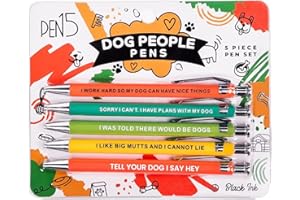 MilkToast Brands Funny Dog Pens 5-Pack Set, Black Ink Ballpoint Writing Pens with Sarcastic Sayings, Gifts for Dog Lovers, Mom Gifts for Women, Dad Gift for Men, Vet Tech Gift, Office Supplies