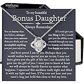 Mapileng Bonus Daughter Gifts from Stepdad or Stepmom With Heartfelt Message & Elegant Box - Valentines Day Gifts For Stepdaughter, To My Bonus Daughter Necklace On Birthday, Graduation & More