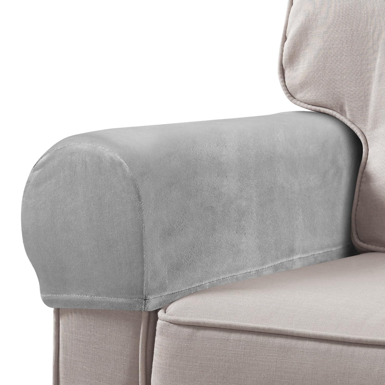 Homoyoyo Elastic Cover 2Pcs Stretch Armrest Covers Sofa Armrest Protector Chair Pillowcase Recliner Cushion for Recliner Armchair Couch Grey Sofa Armrest Cover（19.65x7.86x4.72inch）