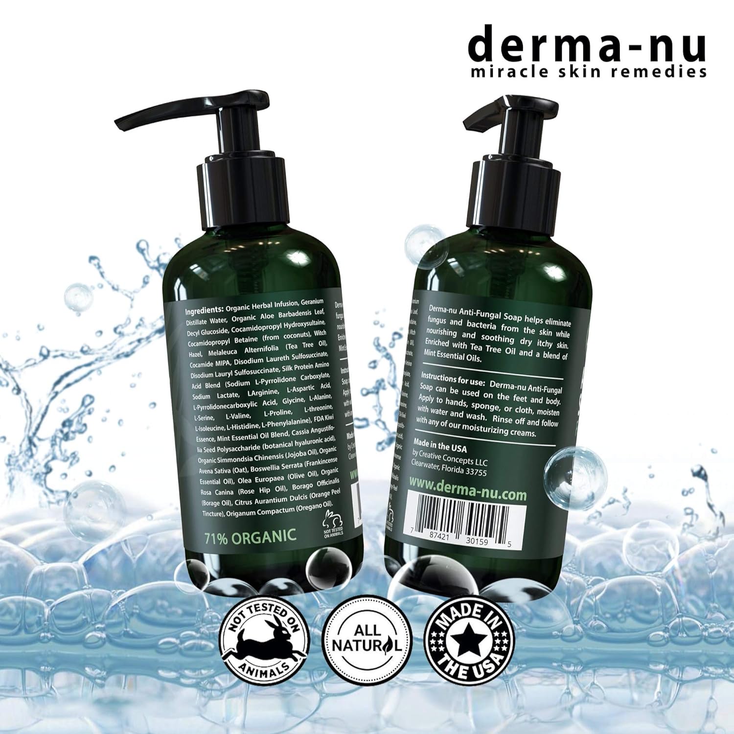 Antifungal Soap and Antibacterial Body Wash - Body Acne Wash, Tea Tree Soap with Tea Tree Oil for Jock Itch, Athletes Foot, Body Odor, Nail Fungus, Ringworm, Eczema & Back Acne Body Wash - 2 Pack : Beauty