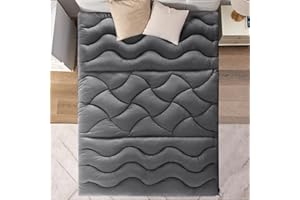 BDEUS Queen Mattress Topper, Ergonomic Zoned Bed Topper for Back Pain, Breathable and Moisture-wicking Pillow Top with Deep Pocket, Soft Quilted Mattress Pad Queen Size- 60"x80" Gray