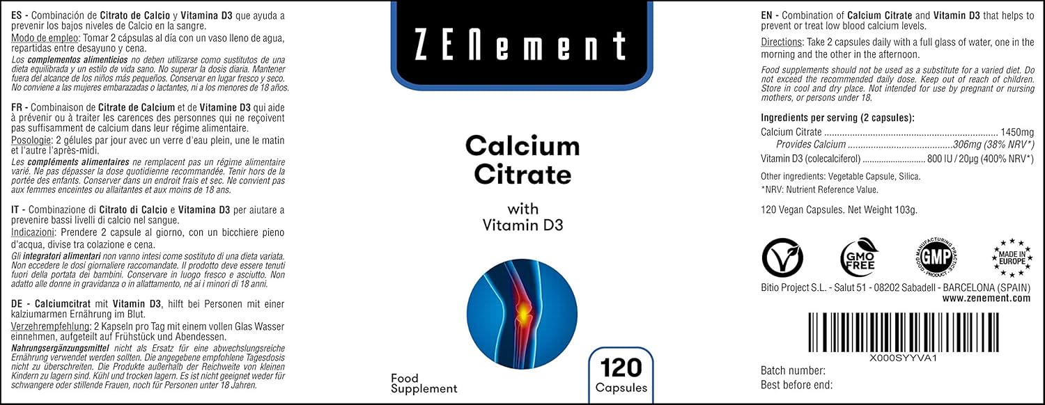 Calcium Citrate with Vitamin D3 and K2, for Healthy Teeth Bones and Muscles, Formulated with Enhanced D3 and K2 - Image 3