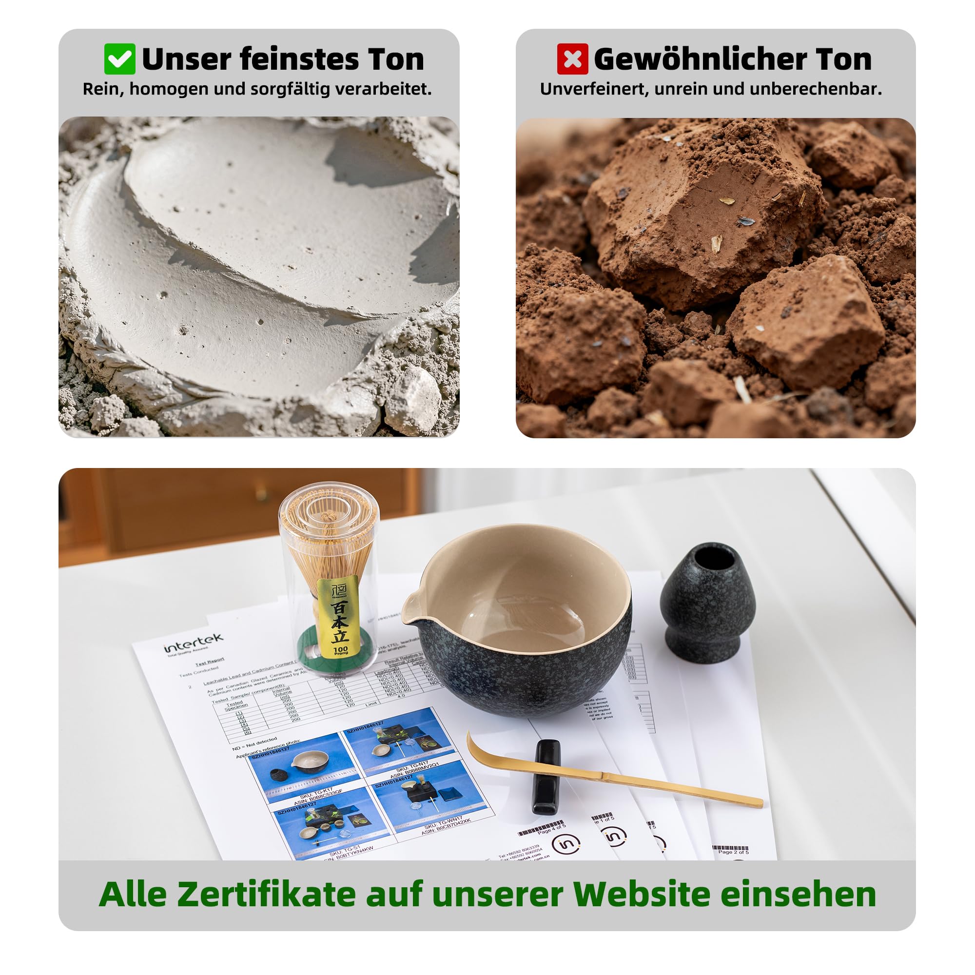 TEANAGOO Matcha Set | Matcha Tee Set | Matcha Schale |matcha zubehör set|Matcha Schüssel mit Ausgießer Bambus Matcha Besen-7 Stück MatchaTea Sets für Matcha-Liebhaber,N17, Anthrazitgrau 6