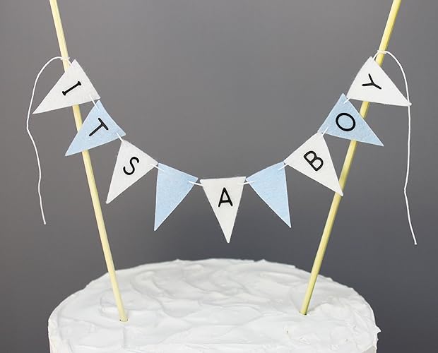 Amazon Com Blue And White Its A Boy Cake Banner Topper Baby Shower Amazon Com Blue And White Its A Boy Cake Banner Topper Baby Shower