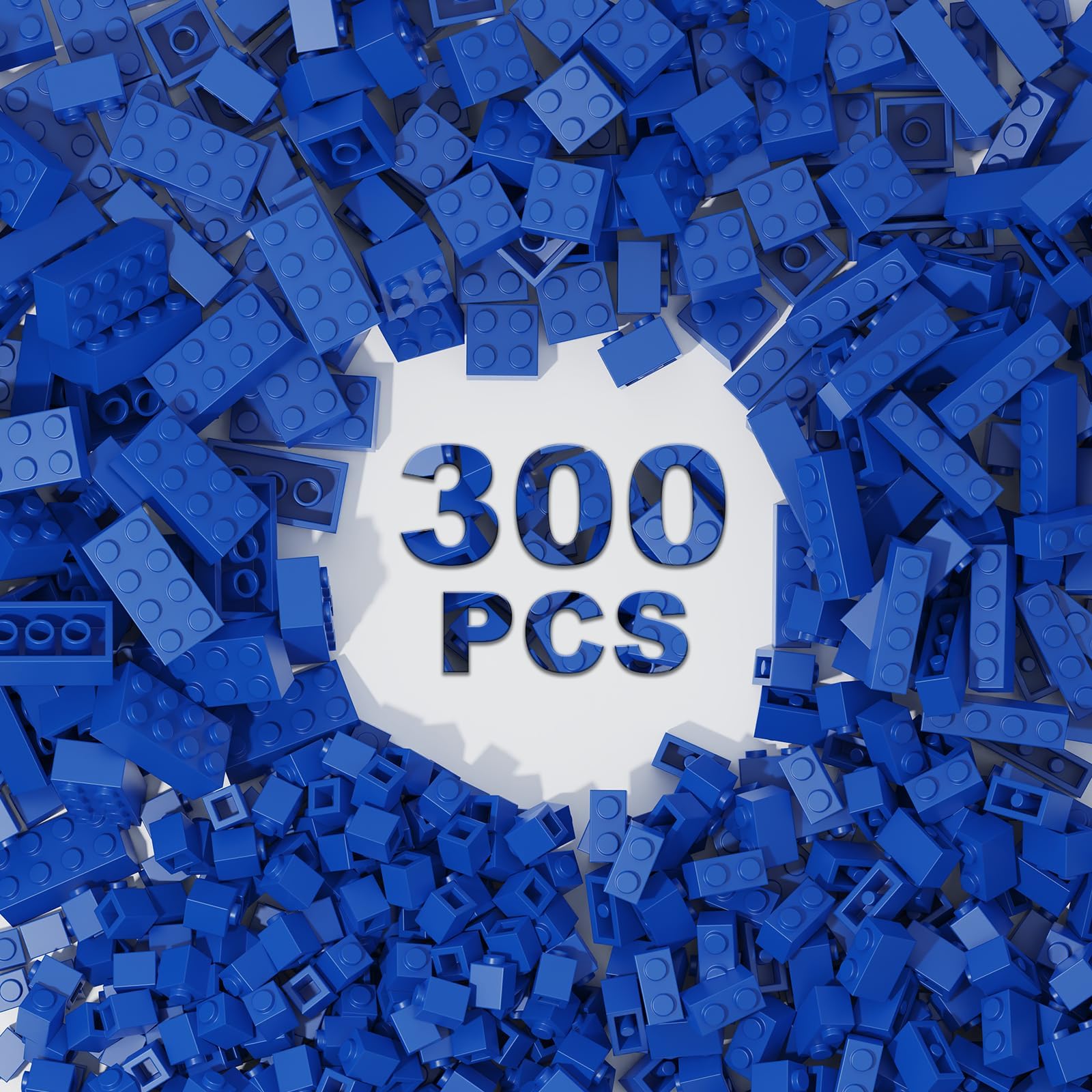 300 PCs Classic Building Bricks, Blue Bulk Bricks, Compatible With All Major Brand Parts and Pieces, Creative Building Block Toys for Boys Girls (Blue)