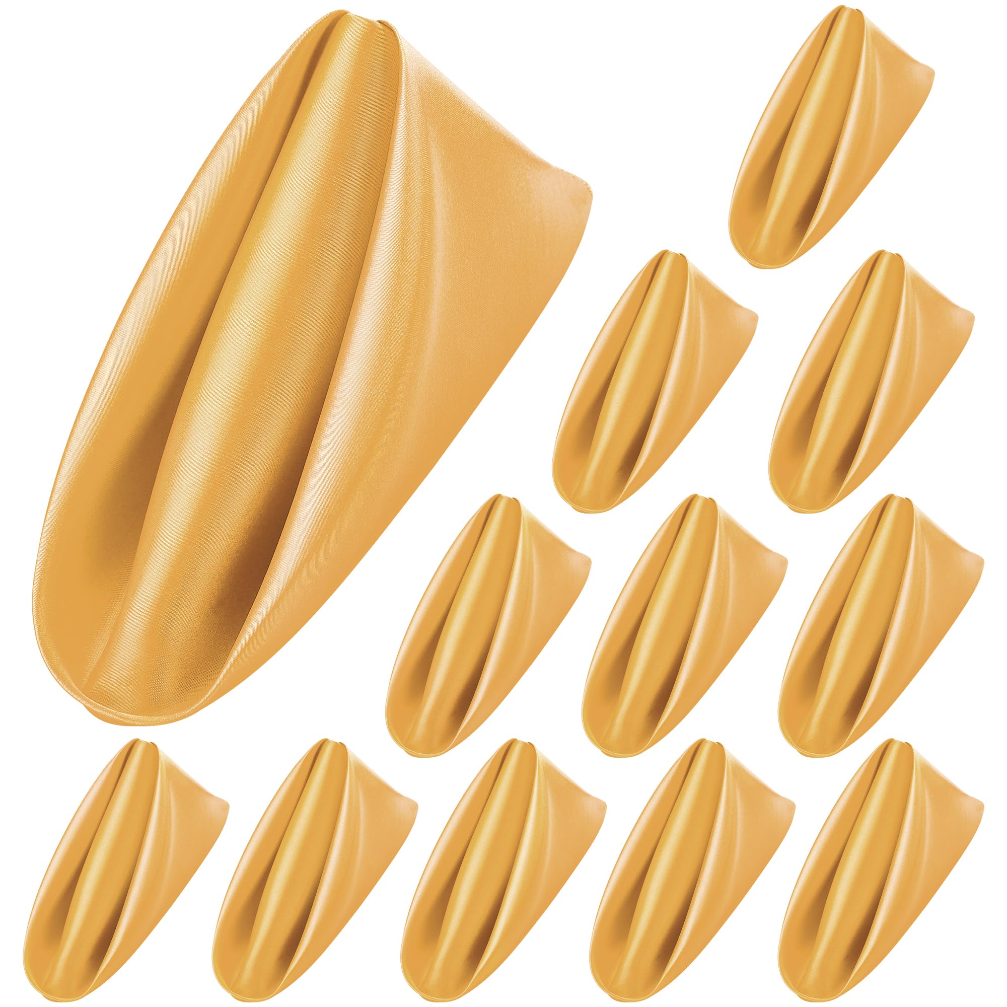 ANECO 12 Pieces Satin Napkins Soft Dinner Napkins Square Table Napkins 17 x 17 Inches for Restaurant Weddings Party Dinner Decoration (Gold)