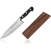 Cangshan TV2 Series 1022735 Swedish 14C28N Steel Forged 8-Inch Chef Knife and Wood Sheath Set