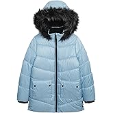Jessica Simpson Girls' Mid-Length Heavyweight Puffer Jacket with Faux Fur Hood Winter Coat