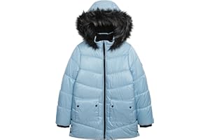 Jessica Simpson Girls' Mid-Length Heavyweight Puffer Jacket with Faux Fur Hood Winter Coat