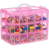 Bead Organizer 3 tier 30 grid Stackable Craft Hair Tackle Storage Pink | Stackable 3-Tier Design, Divided Compartments, for Beads Art Supplies Washi Tape Seeds Hair Accessories and Nails