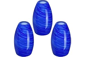 CJY CHENJINYAN 3 Pack 4.65 Inch Handblow Art Blue Oval Glass Lamp Shade Light,for Replacement Goble Glass Shade for Kitchen Island Pendant Ceiling Chandelier Light Fixture