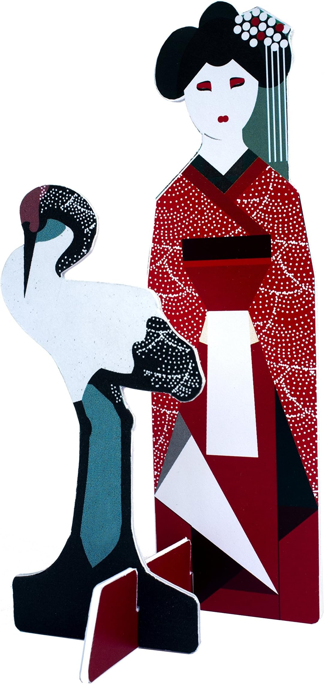 Studio Roof Girl with Crane, recycled cardboard 3D greeting card , to be assembled