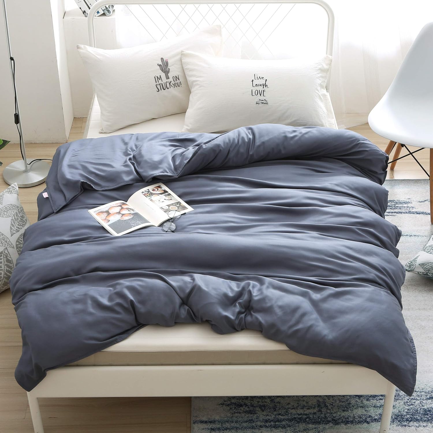 Buy Yfx Bamboo Weighted Blanket Duvet Cover 48 X72 8 Ties Slate Gray 100 Bamboo Viscose 400 Thread Counts Cool Touch Highly Recommended For Hot Sleepers Online At Low Prices In India Amazon In