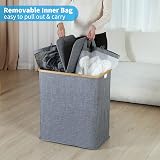 efluky 140L Laundry Baskets with Lid 2 Compartments Blue Grey view 3
