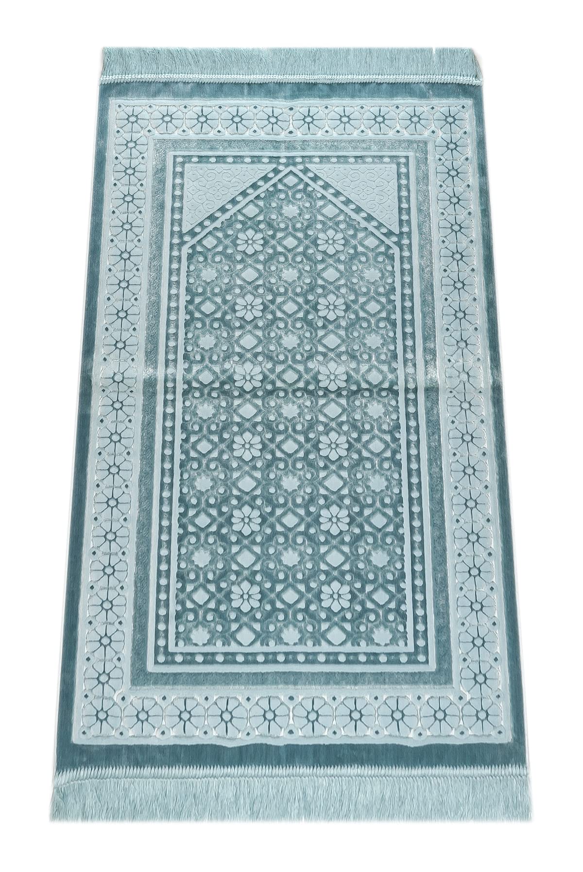 ihvan online, Soft Plush Lux Velvet Muslim Prayer Rug | Janamaz | Sajadah | Soft Islamic Prayer Rug | Islamic Gifts | Prayer Carpet Mat, Elegant, Color: Blue