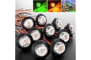 BJZ 3/4" Round Trailer Marker LED Lights Amber to Green Dual Color Side Clearance Tail Bullet Light 12V 4LED Indicator Light w/Clear Lens for Trailer Truck Van RV ATV Bus, 10Pcs