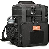 HSHRISH Expandable Large Tactical Lunch Box for Adults, Durable Insulated Lunch Bag with Shoulder Strap, Soft Cooler Bag for Men Work Outdoor Picnic Trips, 20 Can/16 L, Black