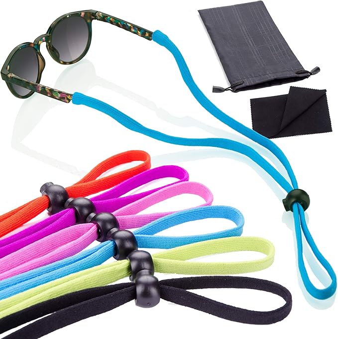 6 Pack Sunglass Glasses Straps Adjustable and Stretchy Universal Fit for Kids to Adult