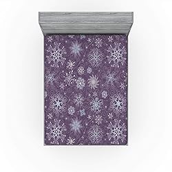 Ambesonne Eggplant Fitted Sheet, Christmas Inspired