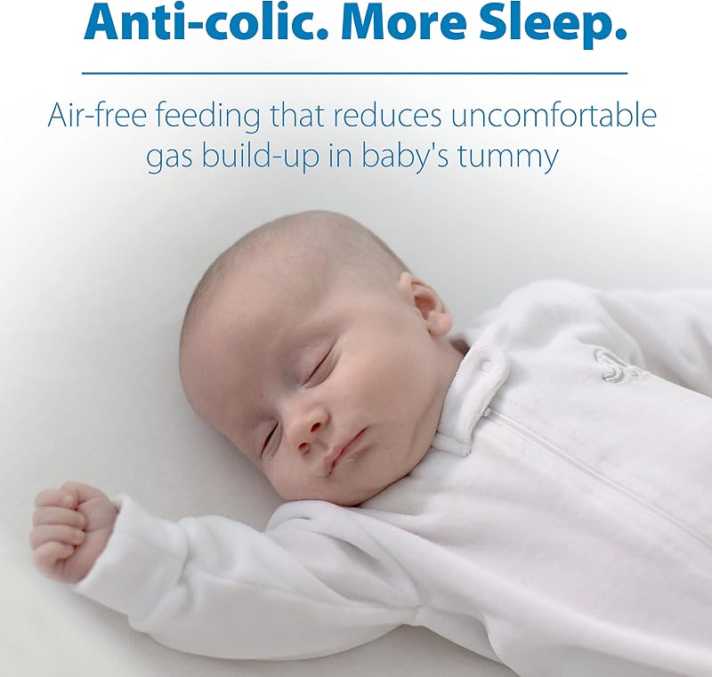 Natural Flow® Anti-Colic Options+™ Weithals-Babyflasche, Designer-Edition-Flaschen, Dino Decos, 270 ml, Level 1 Nippel, 2er-Pack, ab 0 Monaten