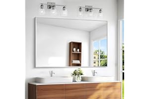 BONEWEI Silver Bathroom Mirror,55x36 inch Wall Mirror for Bathroom Wall Mounted,Large Rectangle Mirror for Bathroom Over Sink,Modern Metal Frame for Living Room,Bedroom Entryway,Horizontal/Vertical