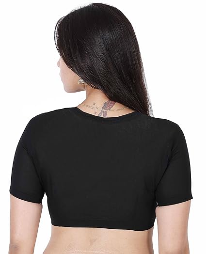 Women's High back neck readymade blouse, Black