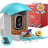 Bird Feeder with Camera Solar Powered: Smart Bird Feeders for Outdoors Garden with AI Identify Auto Capture 2K HD Bird House with Camera Outside WiFi Live View Birdfeeder Cam Gift for Birds Lover