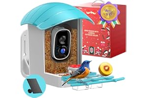 IUUZEUL Bird Feeder with Camera Solar Powered: Smart Bird Feeders for Outdoors Garden with AI Identify Auto Capture 2K HD Bird House with Camera Outside WiFi Live View Birdfeeder Cam Gift for Birds Lover