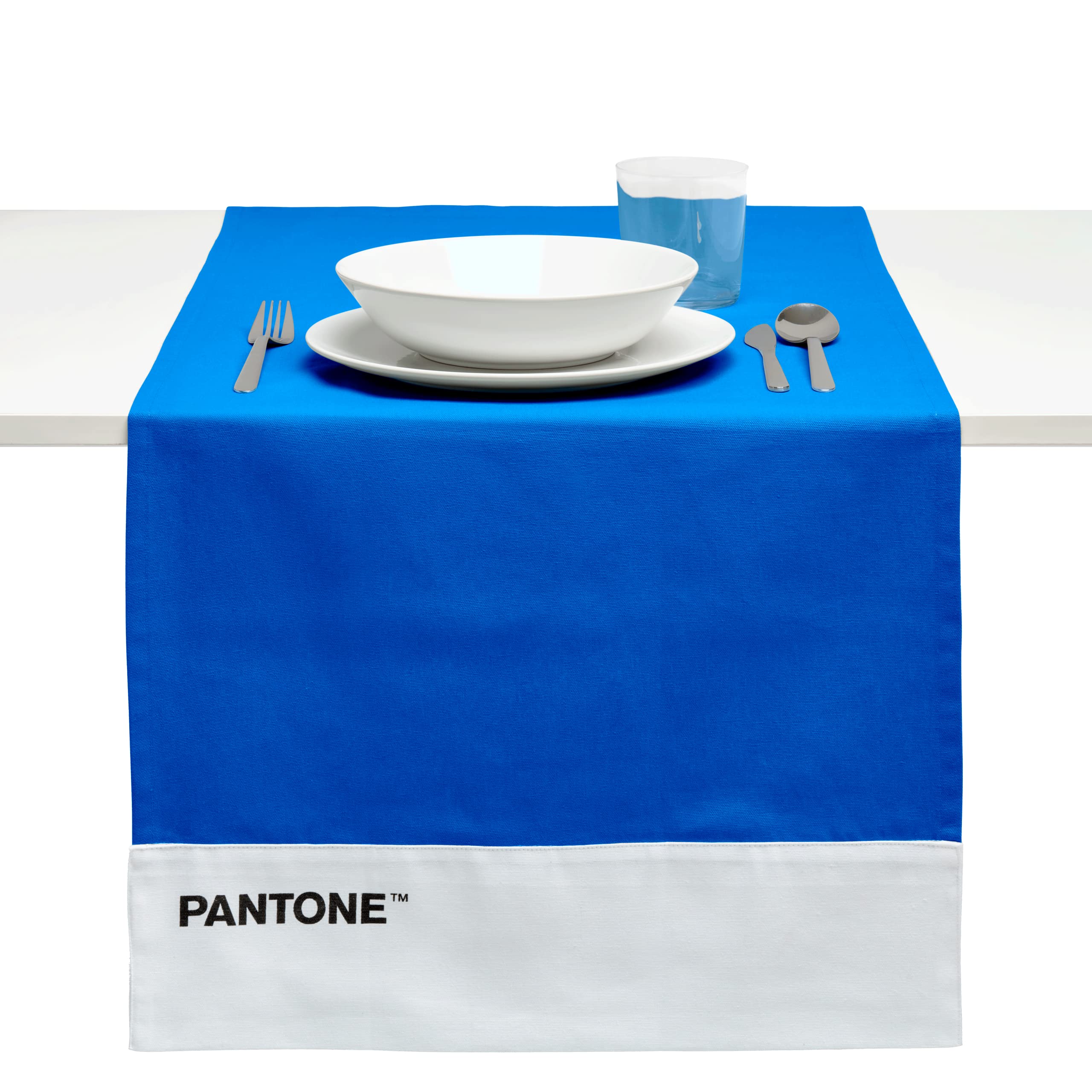 Pantone Modern Table Runner in 100% Cotton, 220 g – Soft and Durable Centerpiece Tablecloth, Ideal for Kitchen Accessories and Fabric Placemats, 45 x 145 cm, Blue