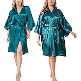 ALHAVONE Satin Robe for Women Short Split Silky Robe Lightweight Kimono Bride Bridesmaid Robes Bathrobe Sleepwear for Party
