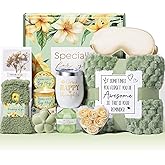 Birthday Gifts for Women Self Care Gift, Vanilla Coconut Relaxing Spa Gift Basket Bath Set Get Well Soon Care Package Valentines Day Gifts for Her Mom Women Sister Friend Wife Grandma w/ Blanket