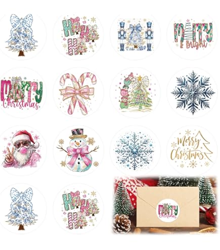 560 Christmas Stickers Roll - 1.5 Inch Round Holiday Stickers With 8 Designs