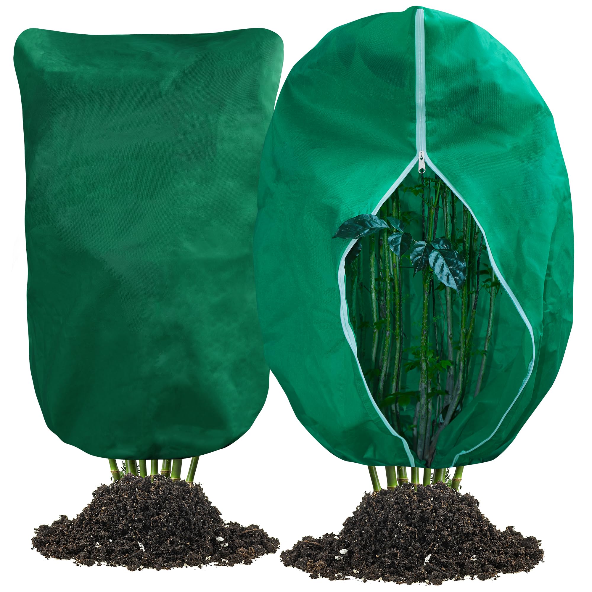 Huiguli 2 Pcs Frost Protection Plant Covers, 80x120cm Garden Fleece Plant Protection Bag with Drawstring, 70gsm Large Frost Blankets for Plants, Winter Fruit Tree Potted Shrub Plants Protectors Guards