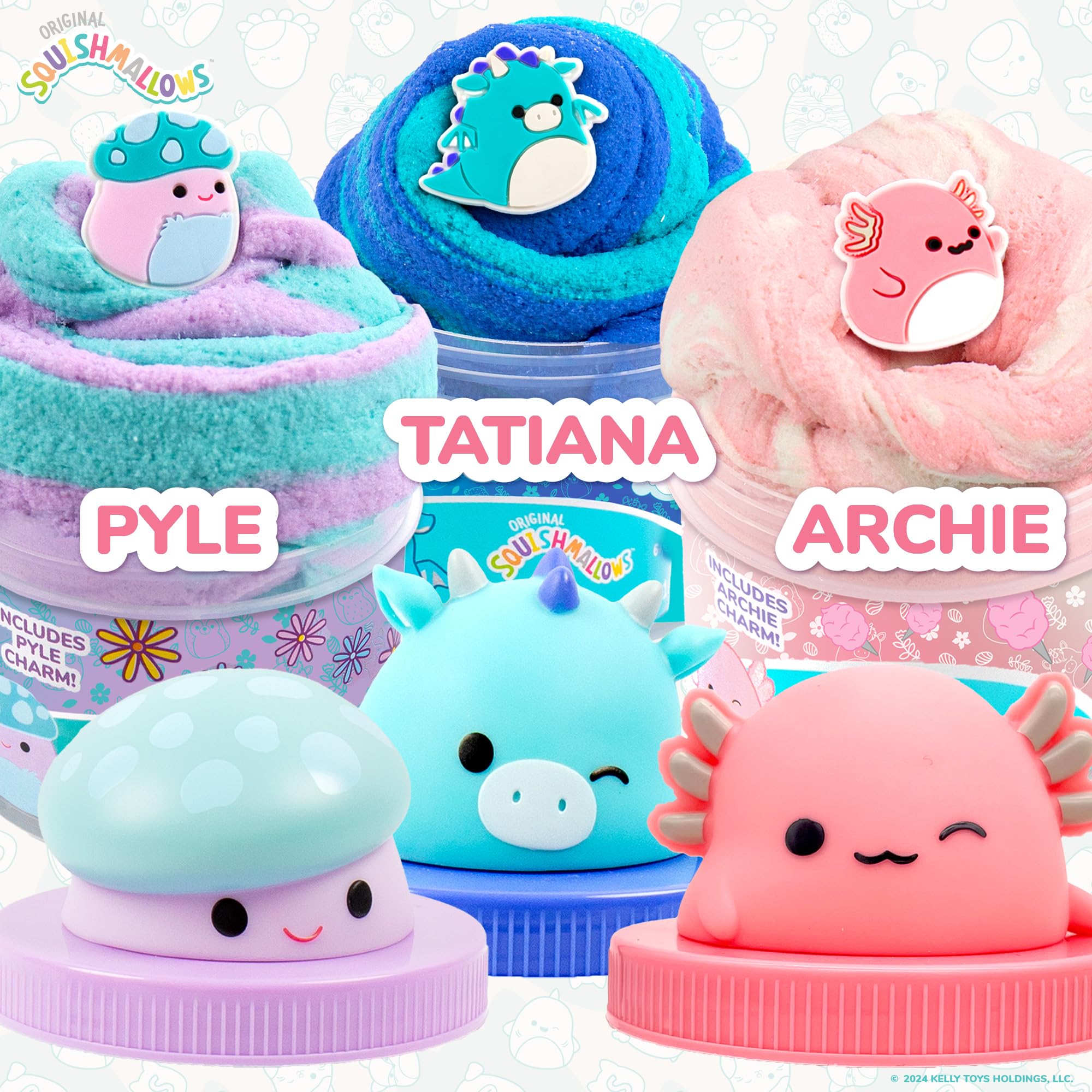 Original Squishmallows Premium Cloud Slime, 3-Pack, 9 Add Ins, 8 oz. Fluffy Slimes, for Kids, Bulk, Great 6 Year Old Toys & Party Favors, Super Soft Sludge Toy