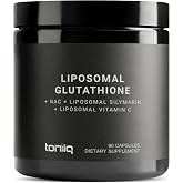 Toniiq Liposomal Glutathione - High-Strength 1,500mg Complex | With ReaLipo&reg; &amp; LipoAvail&reg; - Antioxidant Support with NAC, Vitamin C &amp; Milk Thistle - 90 Capsules